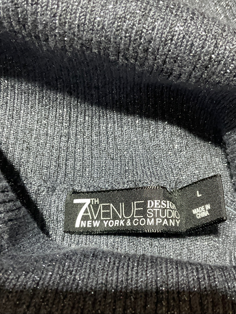 7th Avenue Design Studio Size L Metallic Turtleneck Sweater with Button Detail - Picture 6 of 7